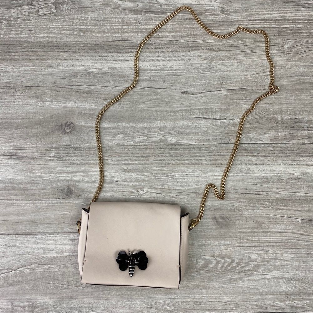 Zara Trf Butterfly Cream Chain Cross Body Purse small Bag